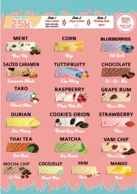 Menu 19 vị kem lừng danh của kem kẹp Singapore Tasty